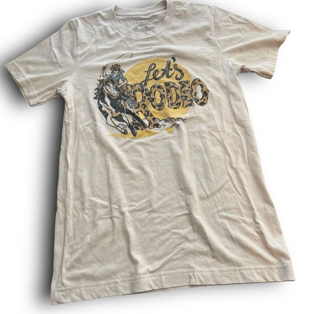 Lulu & Mac “Let’s Rodeo” Tee Size S Cream Western Graphic T-Shirt